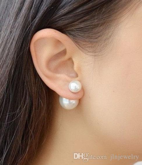 2019 JLN Shell Pearl Double Pearl Earring Stud Earring Big And Small