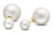 Freshwater White Round Pearl Double Pearl Studs 14k Yellow Gold 8