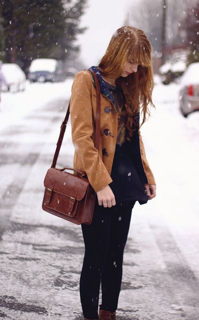 duffle coat + satchel | me | Winter outfits, Winter fashion, Winter