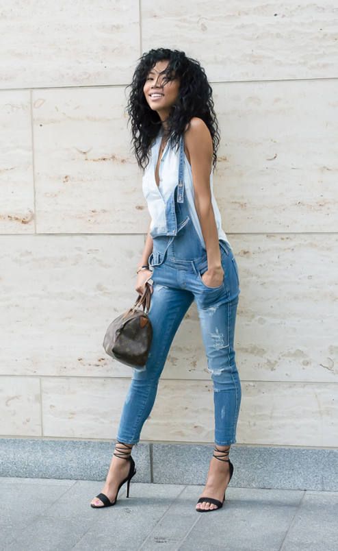 Blasiangurl Ripped Denim Dungaree Outfit Idea | Ensembles to Live