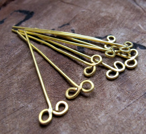 Bow brass Headpins set. 22 gauge Infinity Head pins. Handmade