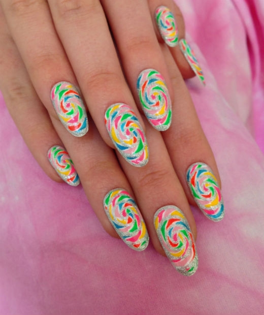 Easy Candy Swirls Nail Art