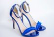 DIY Electric Blue Feather Strap Heels - Styleoholic
