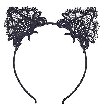 Amazon.com : Lux Accessories Black Fabric Lace Kitty Cat Ears Gothic