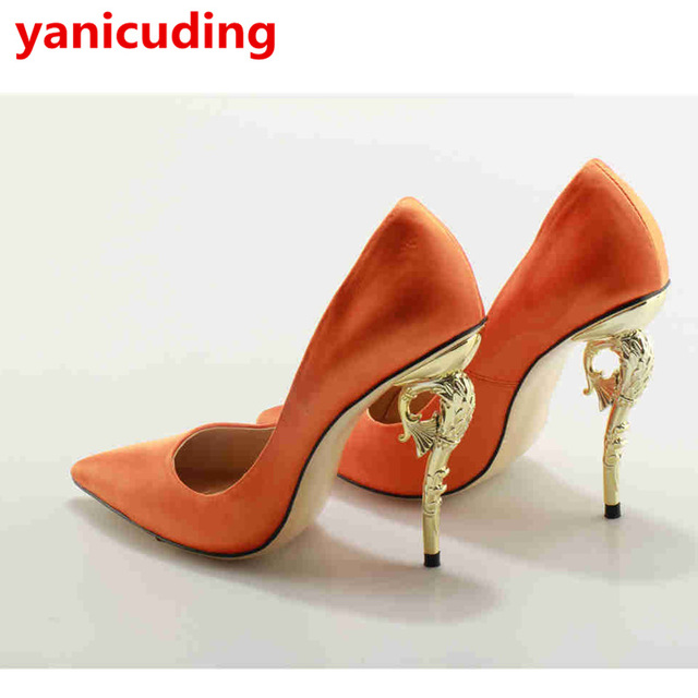 yanicuding Metal Embellished Women Pump Wedding Party Shoes High