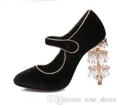Pink Velvet Party Wedding Women Shoes Woman Luxury Crystal