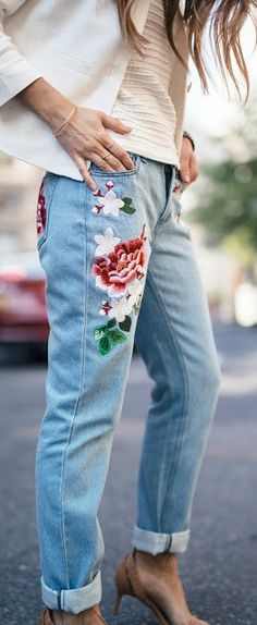 39 Best Floral jeans outfit images | Embroidered clothes, Embroidery