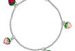 Children's Silver Enamel Strawberry Charm Bracelet