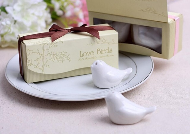 Ceramic love birds seasoning cans wedding marriage engagement party