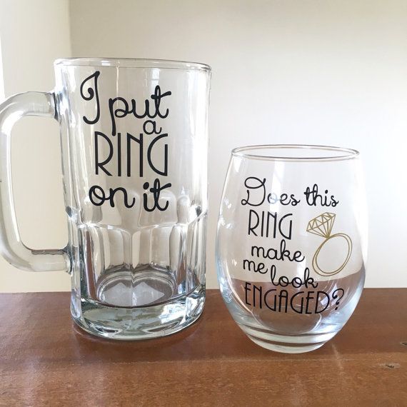 Couples engagement gift I put a ring on it beer mug does this ring