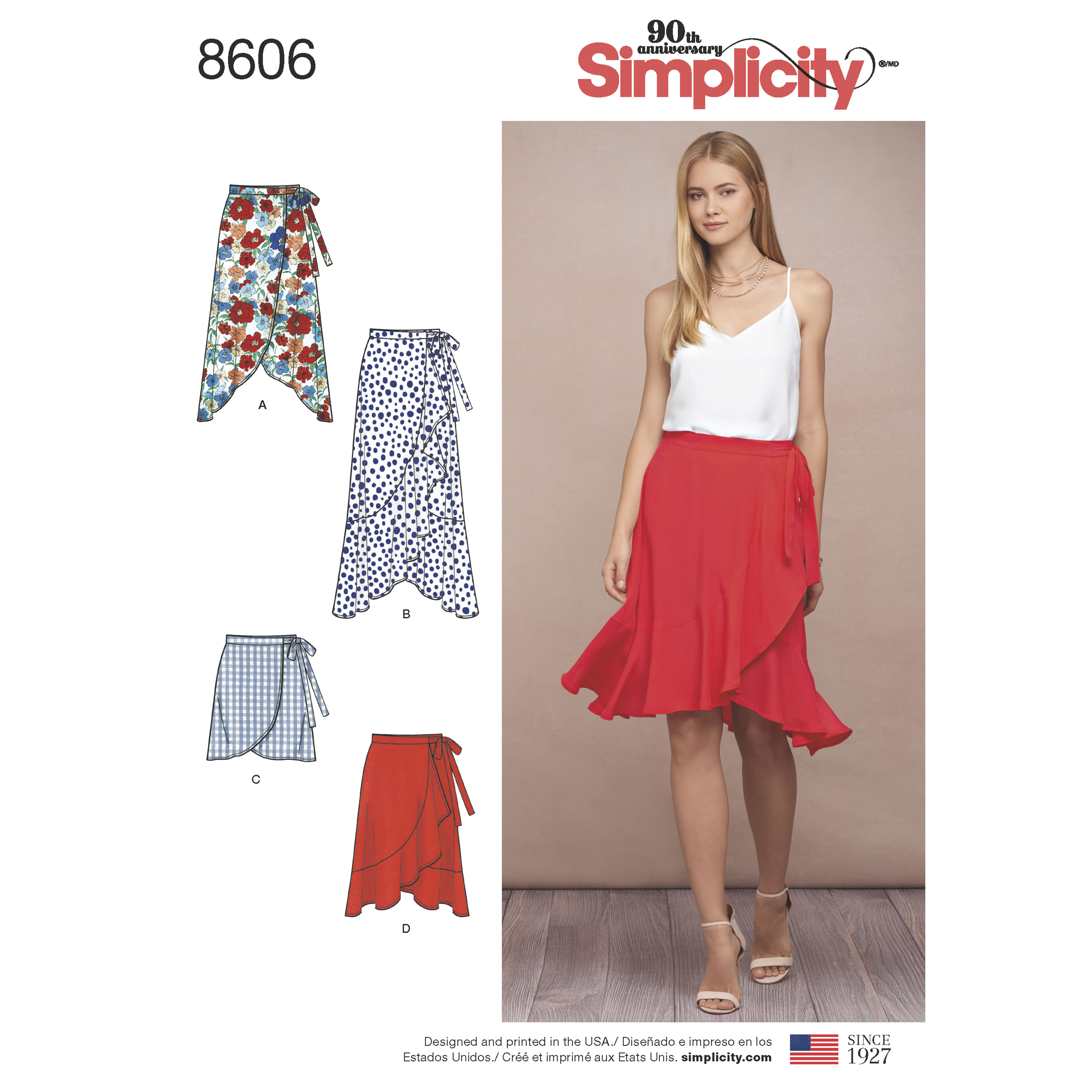 Simplicity Pattern 8606 Misses' Wrap Skirt in Four Lengths