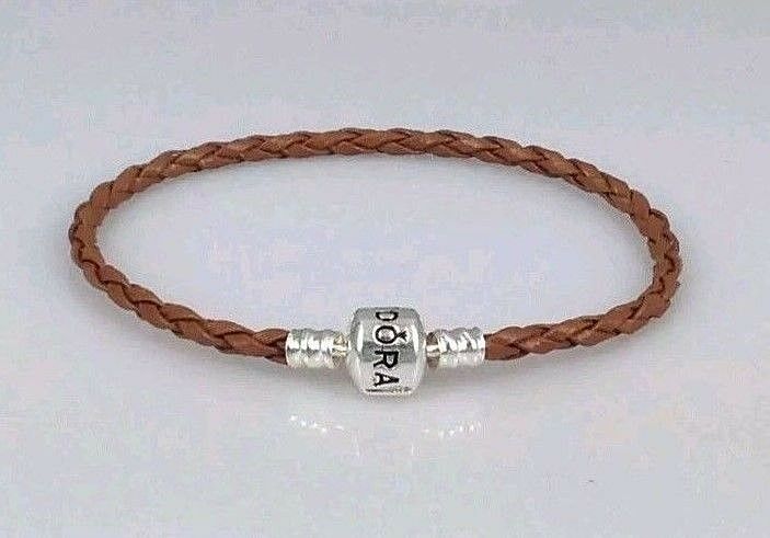 Brown Braided Leather Bracelet Chain Bangle W Clasp F/ European