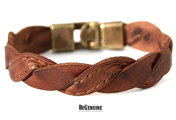 Amazon.com: Men's Leather Bracelet Braided Rustic with Handsome