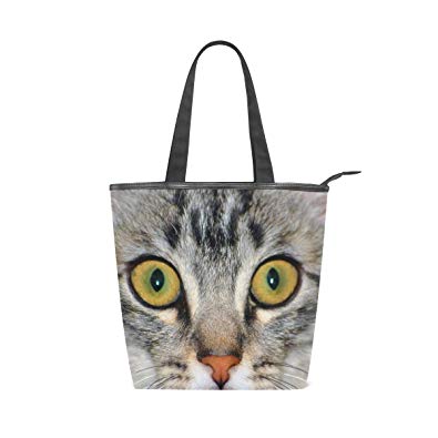 Cat Eye Catching Canvas Tote Bags Leather Tote Handbags for Women