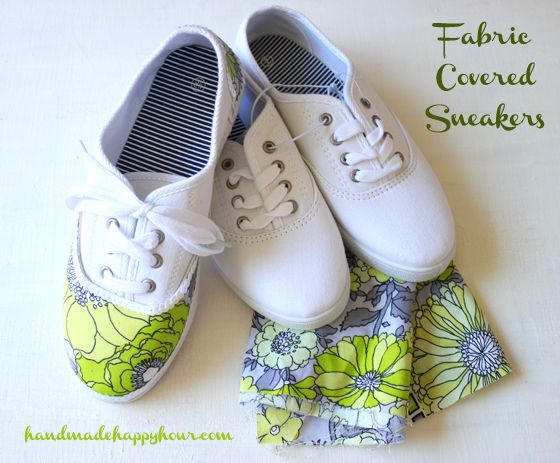 DIY Fabric Covered Sneakers | Plaid #Inspiration | Mod podge crafts