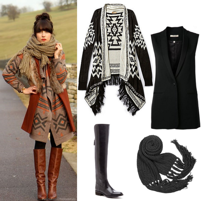 Style-Delights: Fall Outfit Idea : Aztec Prints And Cozy Layers