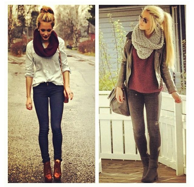 Fall for comfy chic layers and chunky knit scarves. and can i please