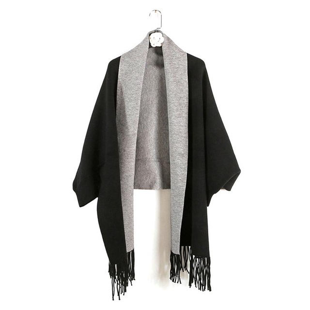 Autumn And Winter Double Color Tassels Thickened Shawl Scarves