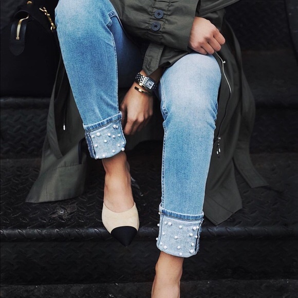 Zara Jeans | Pearl Studded Cuff 4 Euc | Poshmark