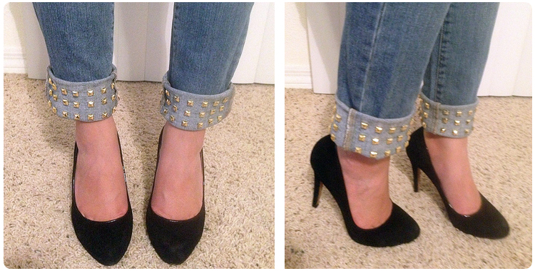 Cute DIY Studded Cuff Jeans | The Frugal Diaries