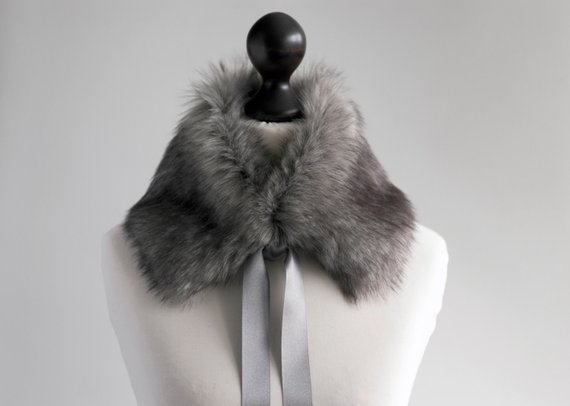 Grey faux fur collar. Winter neck warmer. Fur scarf. Buy faux | Etsy
