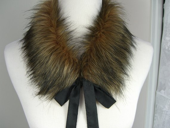Faux Fur COLLAR Fur Scarflette with satin ribbon ties | Etsy