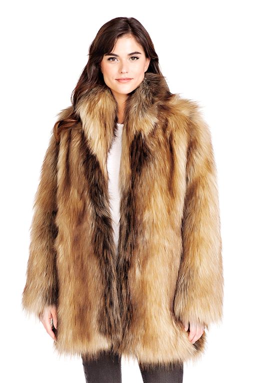 Red Fox Shawl Collar Faux Fur Jacket | Womens Faux Fur Shawls