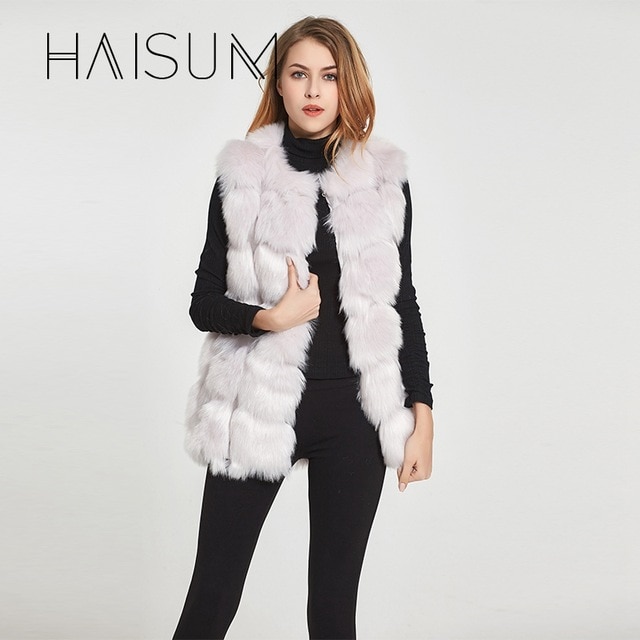 Haisum High quality Fur Vest coat Luxury Faux Fox Warm Women Coat