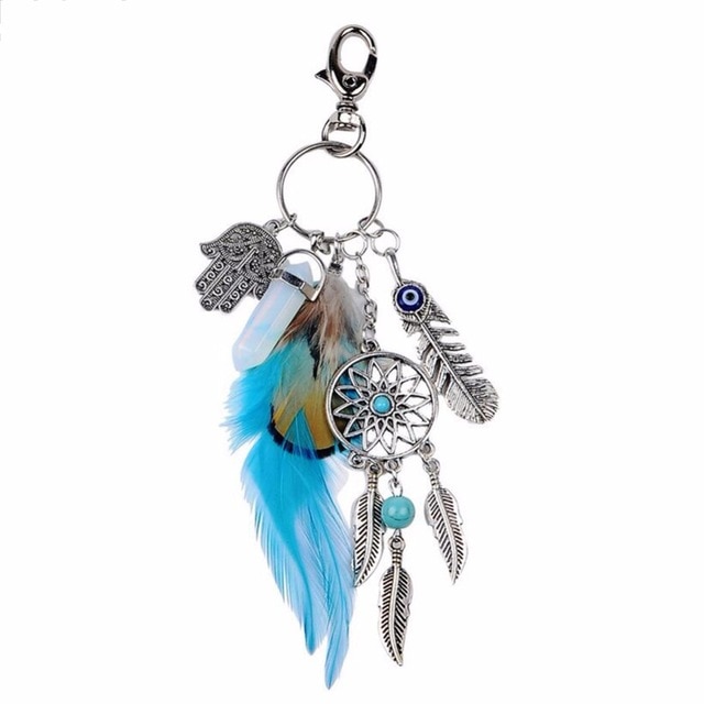 PINKSEE Dream Catcher Feather Tassel Keyring Key Chain Pendant Charm