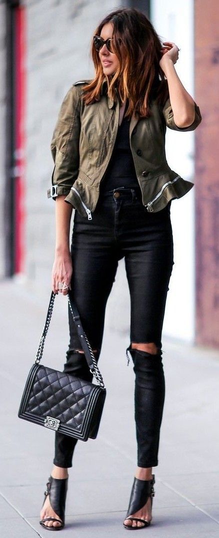 Alexander McQueen Peplum jacket ripped For a Khaki On Black Edgy and