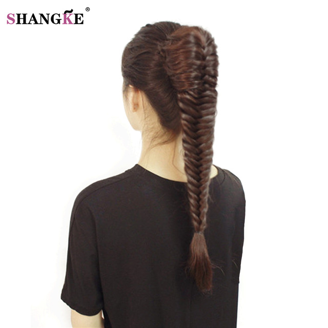 SHANGKE Long Straight Fishtail Braids Ponytail clip in Plaited Rope