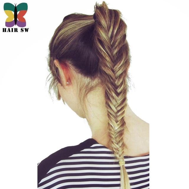 HAIR SW Long Straight Fishtail Braids Ponytail clip in Plaited Rope