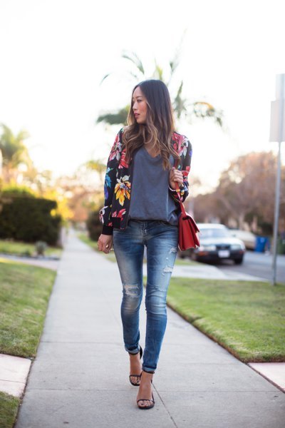 15 Amazing Floral Bomber Jacket Outfit Ideas for Women - FMag.com