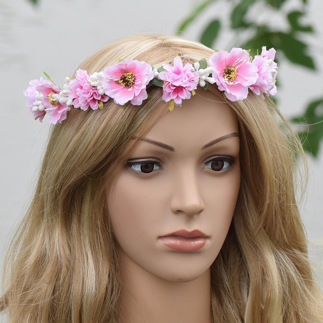 Bridal Flower Crown Spring Floral Crown Pastel Hair Band Wreath