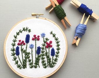 Hand Embroidery Pattern Floral Design DIY Hoop Art | Etsy