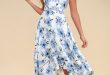 Lovely Blue and White Dress - Floral Print Dress -Midi Dress