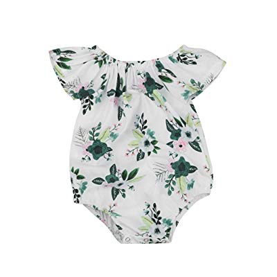 Vibola Baby Girls Tropical Plants Clothes Floral Print Romper