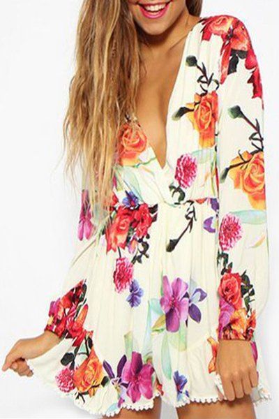 Plunge Floral Print Romper | Spring And Summer Fashion♥ | Rompers