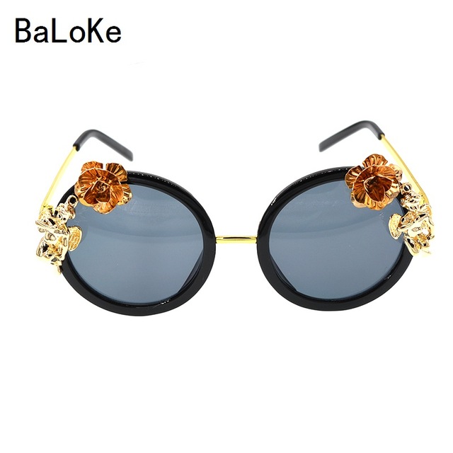 2018 Baroque Anti ultraviolet Eyewear Women Metal Flower Sunglasses