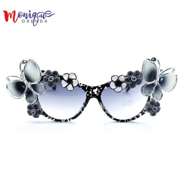 2017 Baroque Sunglasses Women Summer Flower Retro Sunglasses Cat Eye