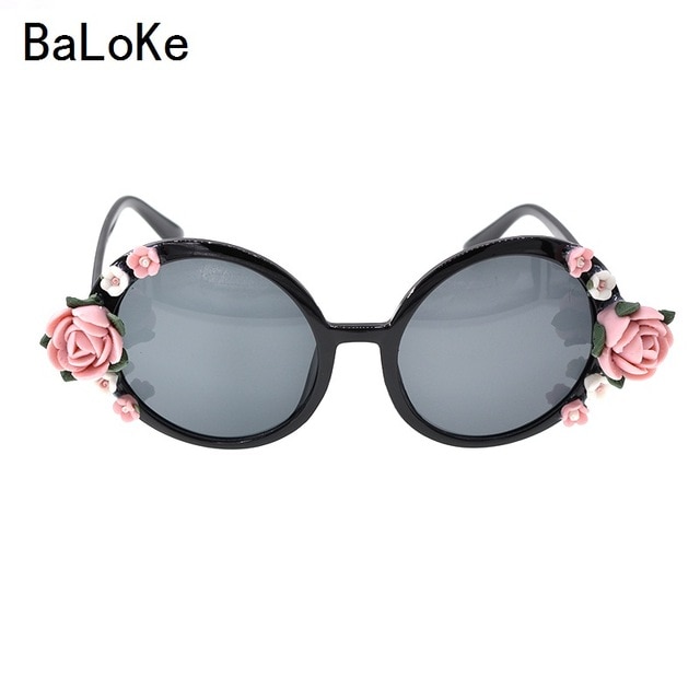 Fashion Baroque Retro Sunglass Pink Flower Sunglasses Women Summer