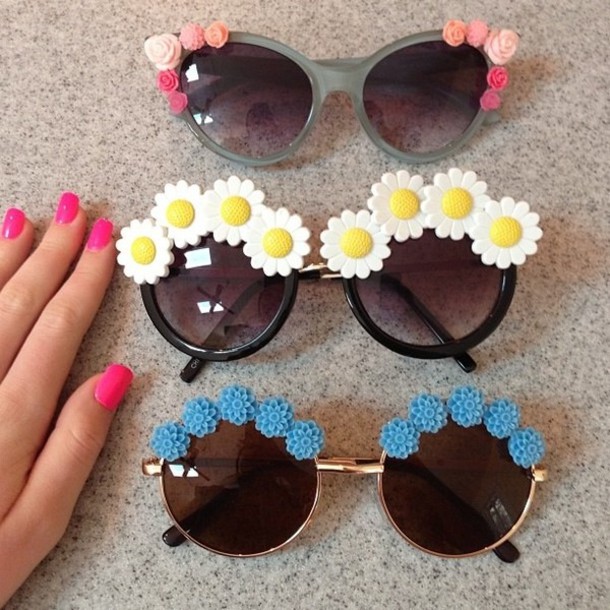 sunglasses, clothes, pretty, floral, jewelled, bedazzled, flowers