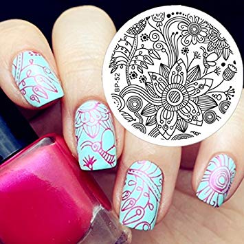 Amazon.com : Nail Art DIY Stamp Stamping Image Metal Plate Flowers
