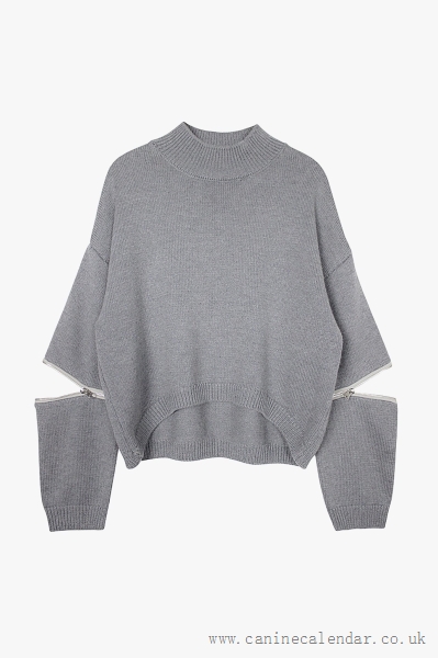Sweaters Sweater Shipped Free People Gray For Women Cut Out Zipper