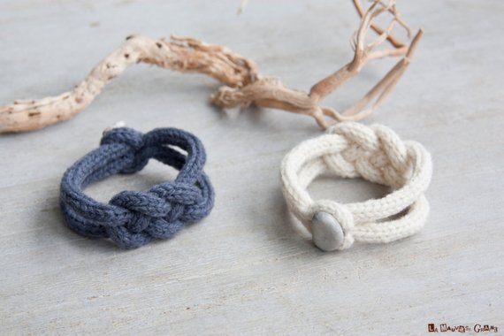 French knitted wool bracelet using lamb's wool yarn from | Etsy