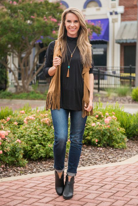 A Little Help From My Fringe Vest, Brown - The Mint Julep Boutique
