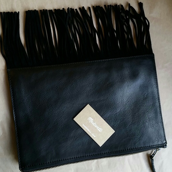 Madewell Bags | Nwt Leather Suede Fringe Pouch Clutch | Poshmark