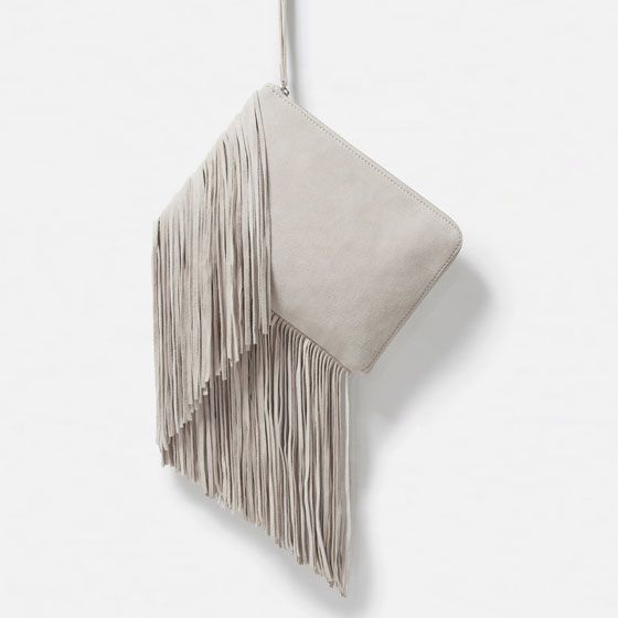 Image 1 of FRINGED LEATHER CLUTCH from Zara | FALL FASHION