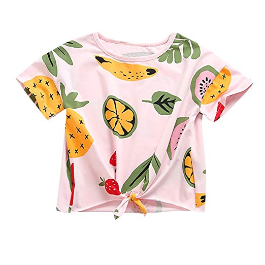 Amazon.com: Kids Baby Girl Clothes Fruit Print Tie Short Sleeve Crew
