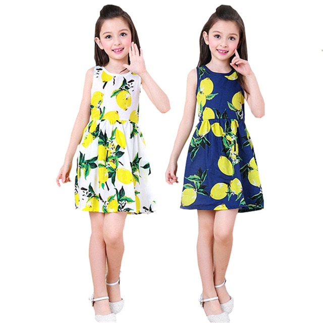 Toddler Teen Girls Dresses Summer 2018 Little Kids Fruit Print